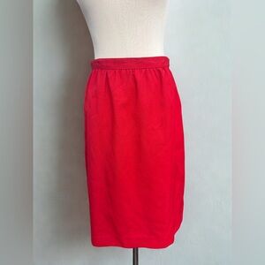 Vintage 80s Red M Office Academia Lined Skirt Tailored Below Knee